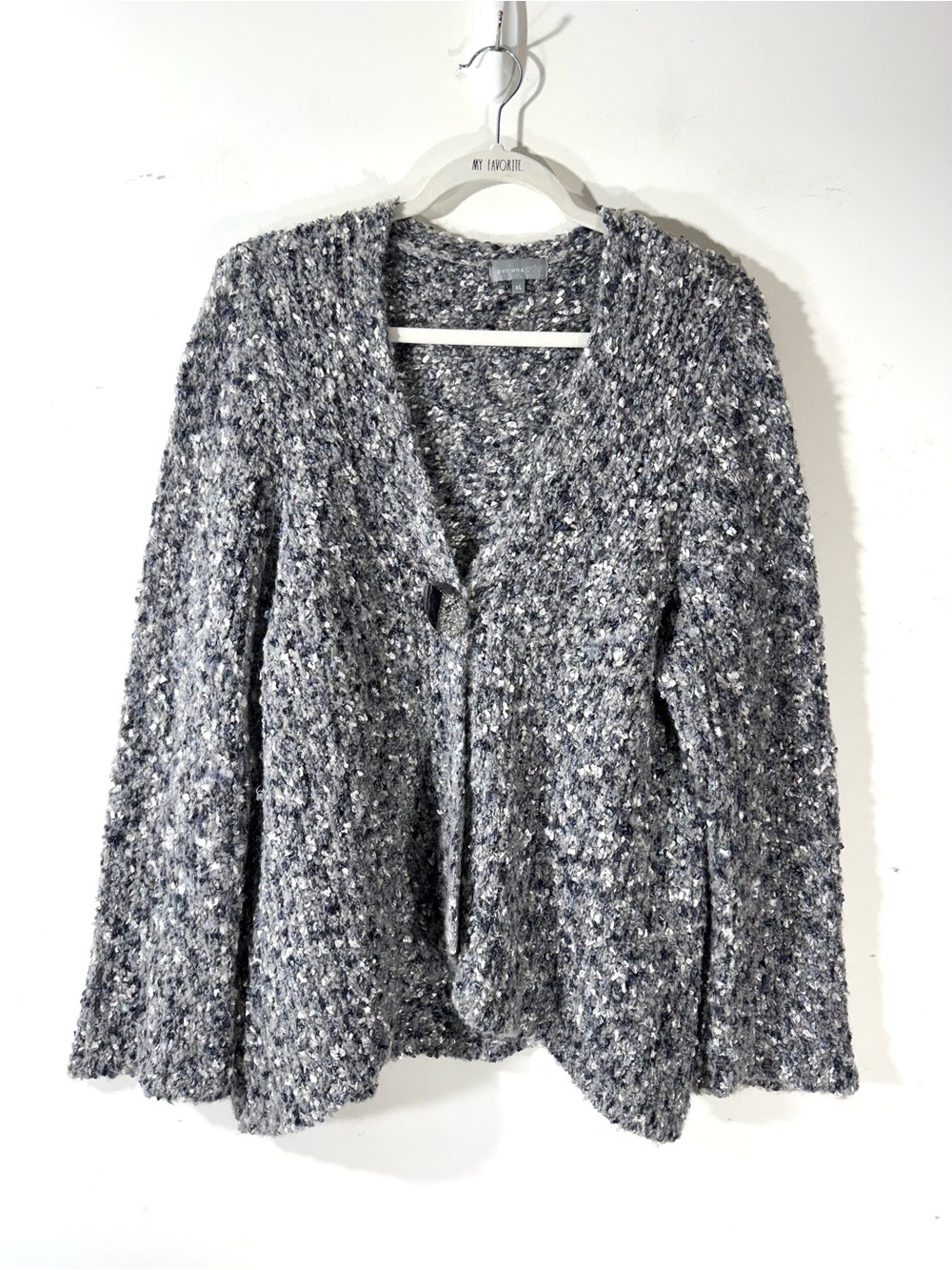 Per una Artsy cardigan sweater size XL gray nubby textured Button